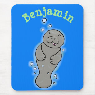 Mousepad Bonito bebê manateado com ilustração de bolhas