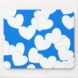 Mousepad Bonito Bocal Azul Com Grandes Corações Brancos