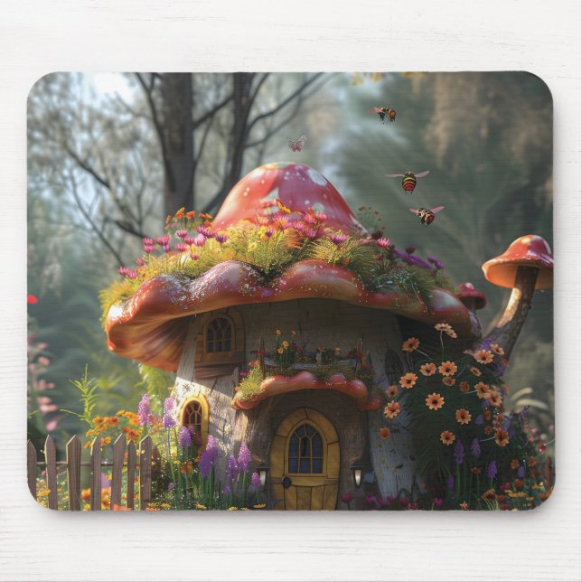 Mousepad Bonito cogumelo colorido (Frente)