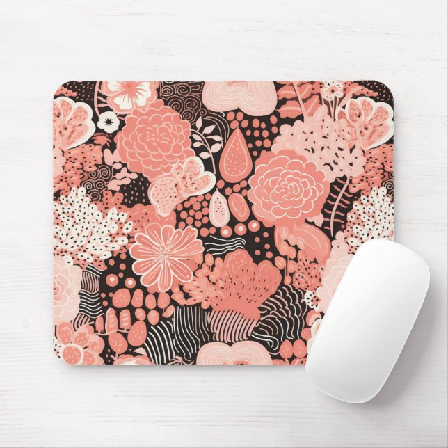 Mousepad Bonito coral moderno e cor-de-rosa (Com mouse)