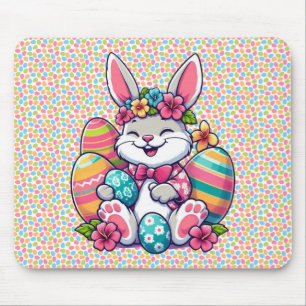 Mousepad Bonito e colorido coelho da Páscoa havaiana/tropic