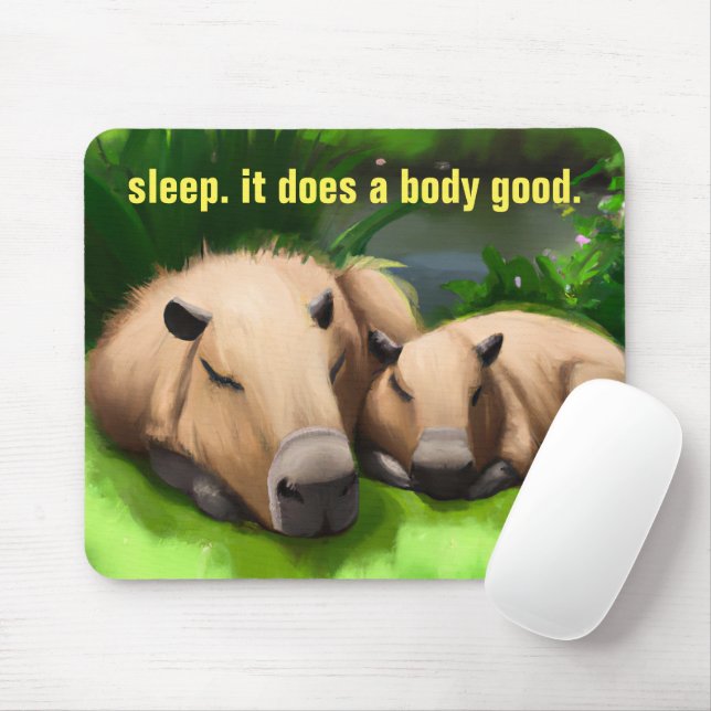 Mousepad Bonito Engraçado Napping Capybaras por Pond (Com mouse)