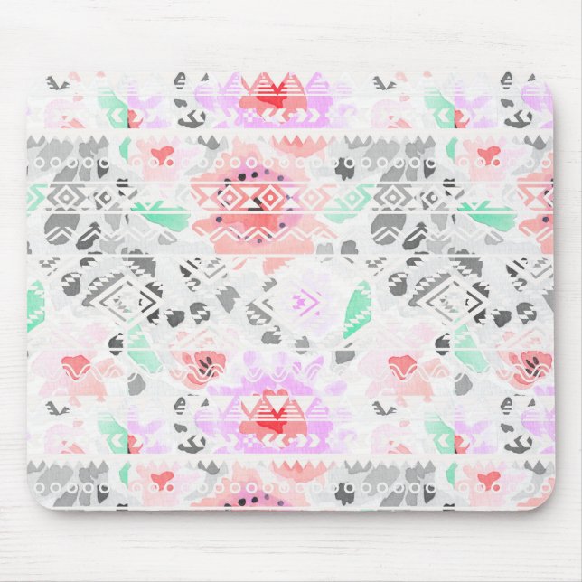 Mousepad Bonito floral azteca pastel colorido (Frente)