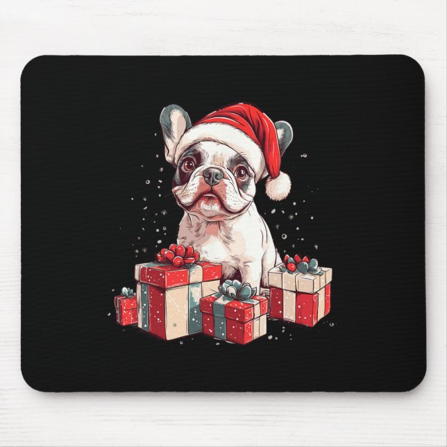 Mousepad Bonito francês Santa Hat Encantado Natal Francês B (Frente)