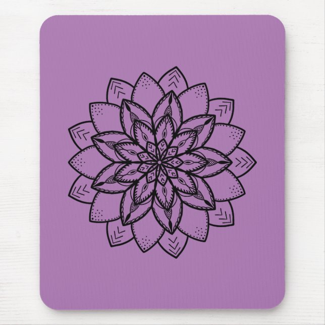 Mousepad Bonito Linha Art Mandala em Roxo (Frente)