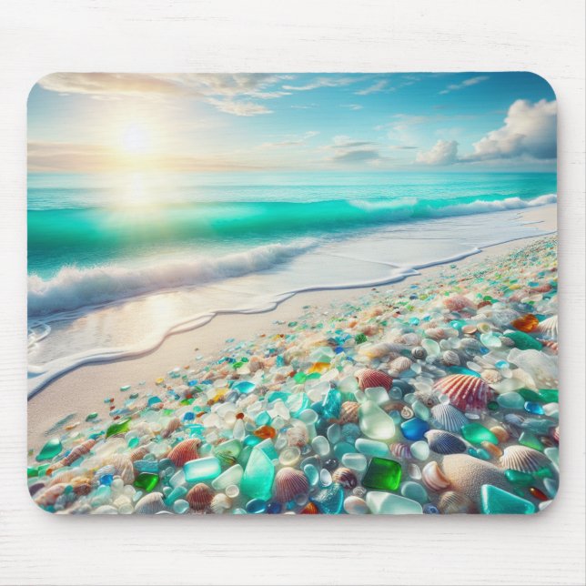 Mousepad Bonito Ocean Beach com vidro marinho (Frente)
