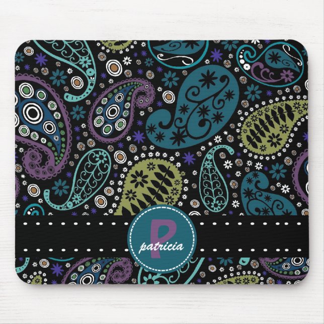 Mousepad Bonito Paisley em Rich Peacock Colors (Frente)