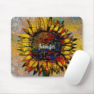 Mousepad Bonito pintura de girassol Abstrato