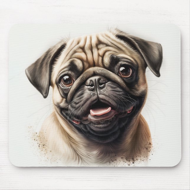 Mousepad Bonito Pug Refrigerado Melhor Cão Mãe Nunca (Frente)