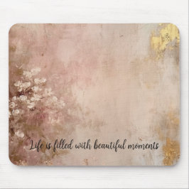Mousepad Bonito Rosa Dourado Pintura Antiquada Floral