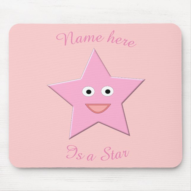 Mousepad bonito rosa-estrela (Frente)