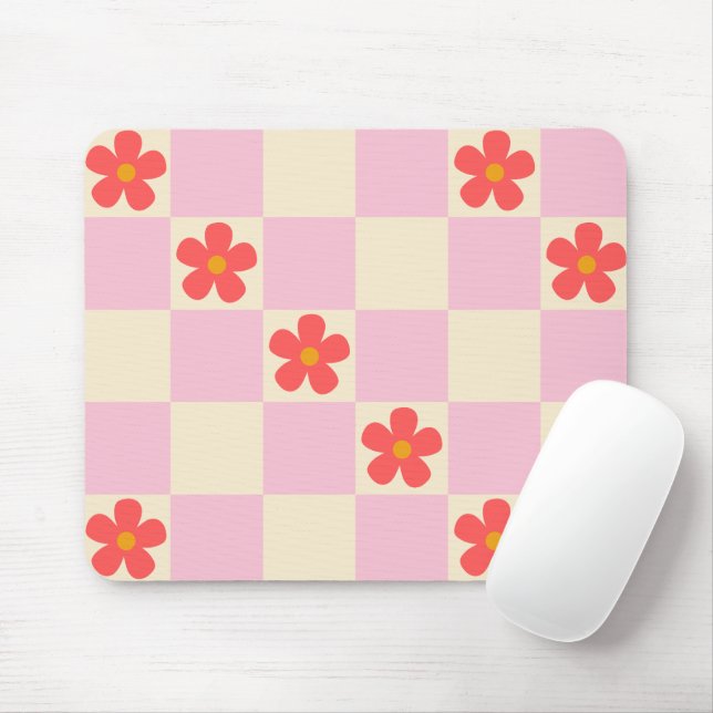 Mousepad Bonito Rosa Verificado e Flor Marisca Laranja (Com mouse)
