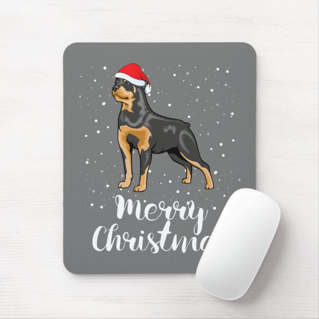 Mousepad Bonito Rottweiler Santa Hat Feliz Figurino de Nata (Com mouse)