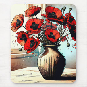 Mousepad Bonito Vaso de papagaios vermelhos ai arte