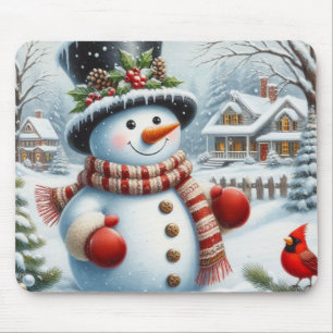 Mousepad Bonito, Vintage/Natal Whimsical/boneco de neve de 