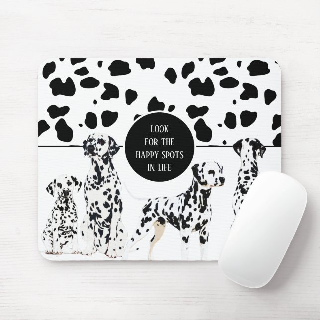 Mousepad Bonitos Dalmatianos Pontos Felizes e Pretos (Com mouse)