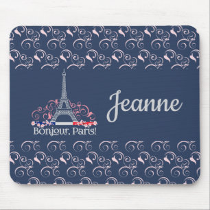 Mousepad Bonjour Paris Personalizado Nome Decorativo