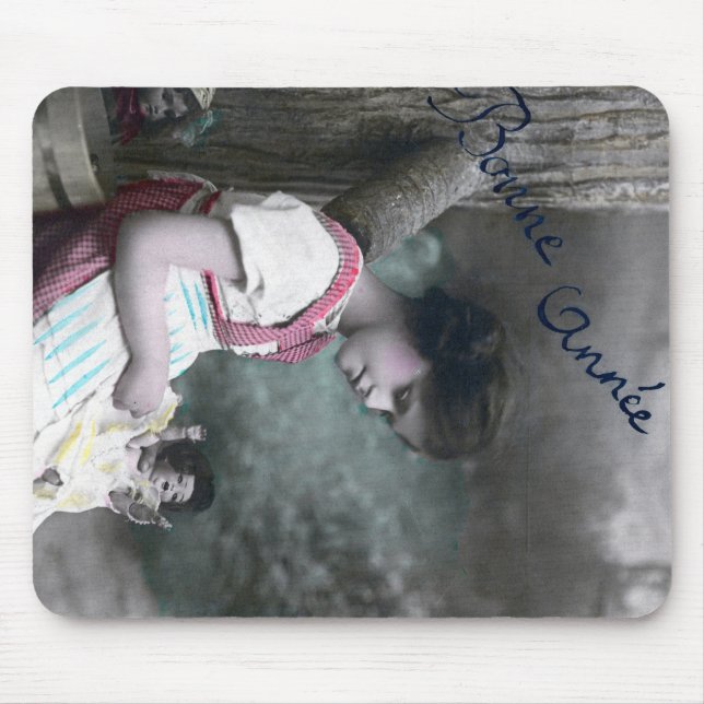 Mousepad Bonne Année Vintage Girl com Dolll (Frente)