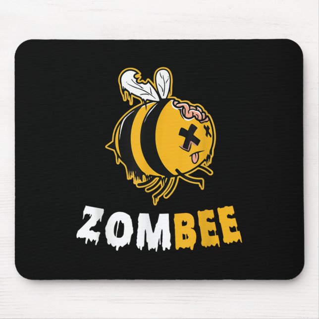Mousepad Boo Bee Zombee Zombie Engraçado Beekeper Halloween (Frente)