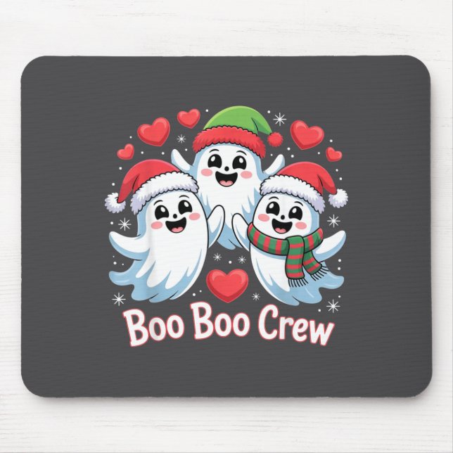 Mousepad Boo-boo Crew Christmas Ghost Santa Hat Halloween H (Frente)