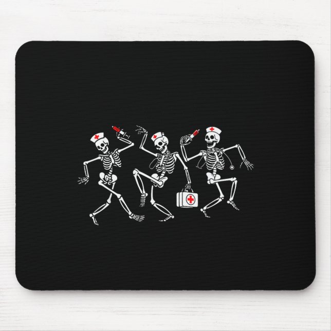 Mousepad Boo Boo Crew Funny Dancing Skeleton Nurse Squad Ha (Frente)