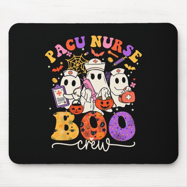 Mousepad Boo Crew Enfermeira Engraçada Fantasma Halloween (Frente)