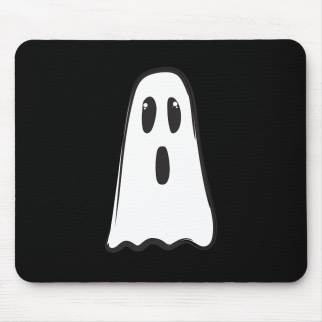 Mousepad BOO! Fantasma Bonito Assustador Halloween Preto Br (Frente)