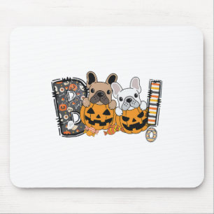 Mousepad Boo French Bulldog Pumpkin Candy Dog Puppy Hallowe
