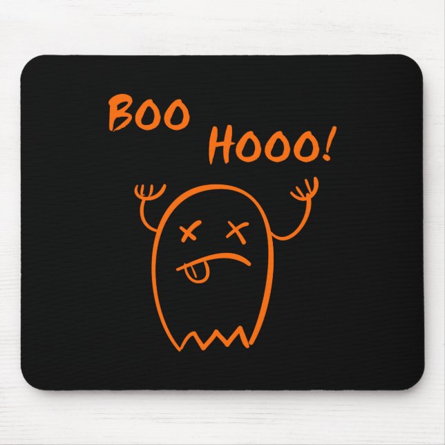 Mousepad Boo Hooo Fantasma de Halloween Sombrio Monocromáti (Frente)