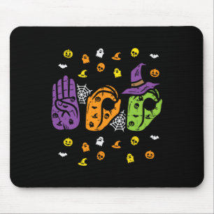 Mousepad Boo Mãos Símbolo Americano Orgulho Asl Hallowe