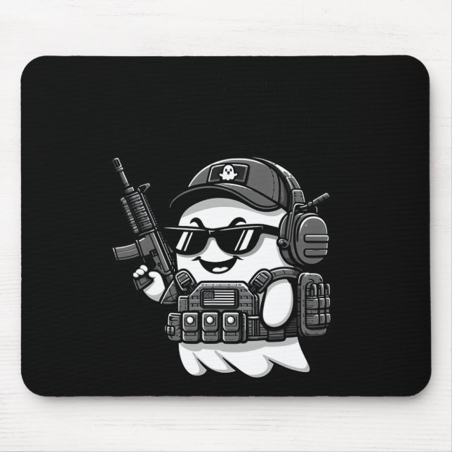 Mousepad Boo Pew Tático Fantasma Arma Arma com Sobremesa (Frente)