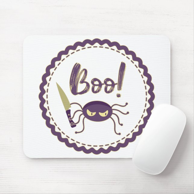 Mousepad Boo! T-Shirt com faca de aranha do Halloween (Com mouse)