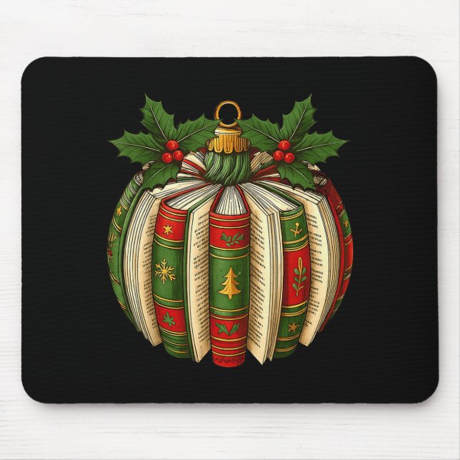 Mousepad Book Ornaments Book Lover Cozy Christmas Teacher L (Frente)