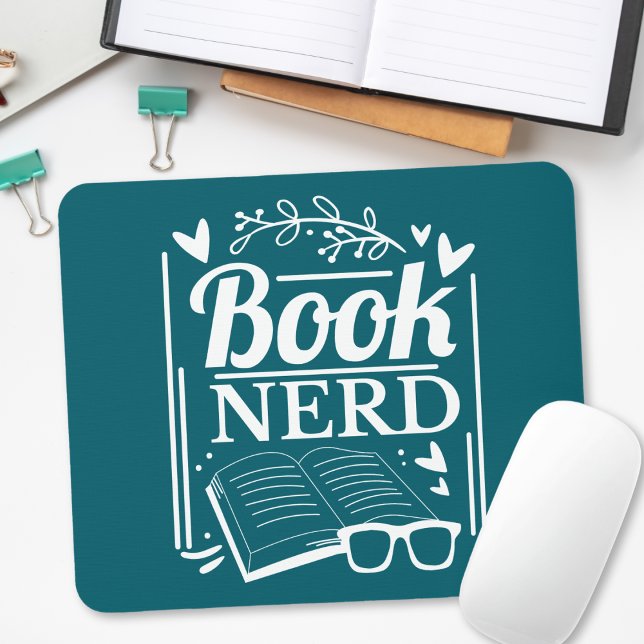 Mousepad Bookworm de Nerd do Livro Azul-Teal (Criador carregado)