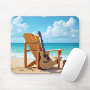 Mousepad Boots and Guitar On a Beach