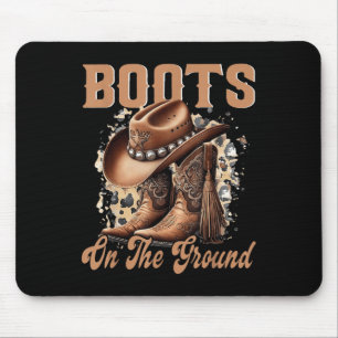 Mousepad Boots On Ground Boot Cowboy Western