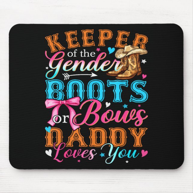 Mousepad Boots Or Bows Daddy Loves You Gender Reveal Family (Frente)