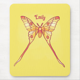 Mousepad Borboleta Amarela Luna Moth Girl Name