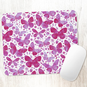Mousepad Borboleta Aquarela Rosa