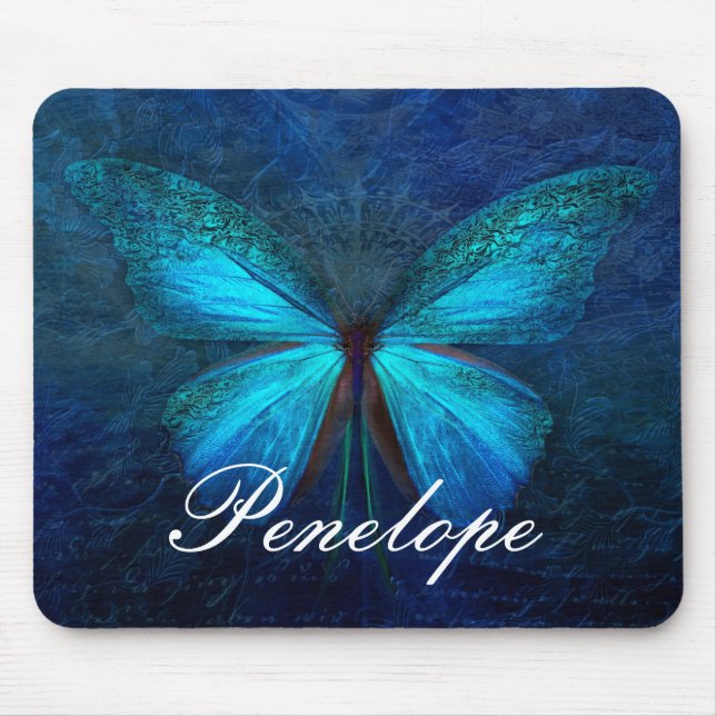 Mousepad Borboleta Azul de Alegria e Sorte (Frente)