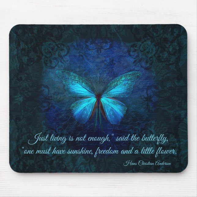 Mousepad Borboleta Azul Elegante (Frente)