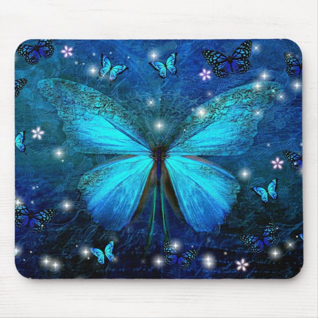 Mousepad Borboleta Azul Elegante (Frente)