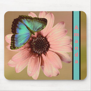 Mousepad Borboleta Azul Morpho e Margarida