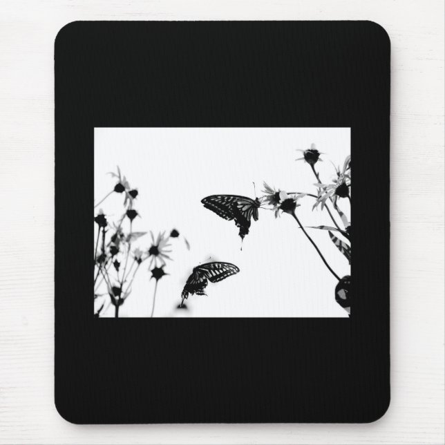 Mousepad Borboleta B/W em uma Flor (Frente)