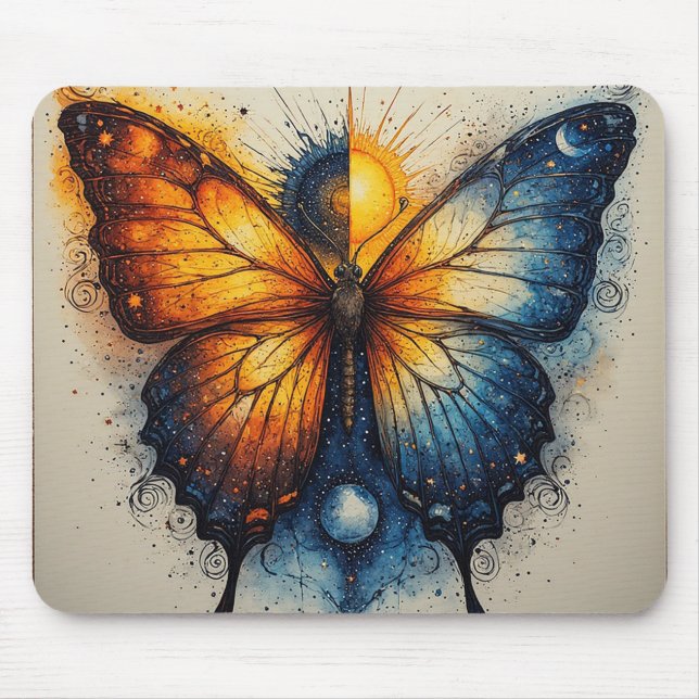 Mousepad Borboleta Bicolor Sobre Sol Brilhante (Frente)