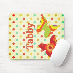 Mousepad Borboleta-bolinhas de faixa do Retro Boho 70