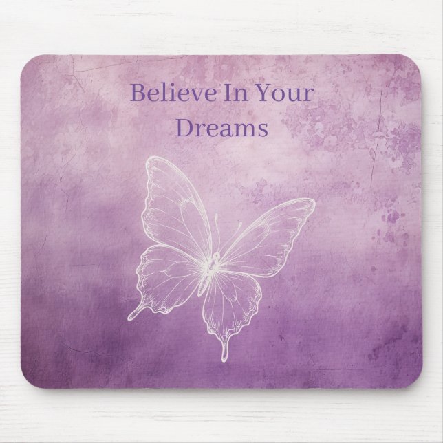 Mousepad Borboleta Branca Roxa (Frente)