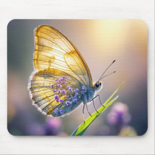 Mousepad Borboleta Com Flores Roxas