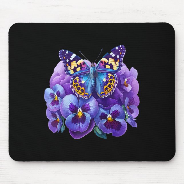 Mousepad Borboleta Com Flores Roxas Amnésia da Violeta Heim (Frente)