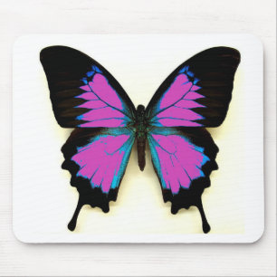 Mousepad Borboleta cor-de-rosa, azul e preta